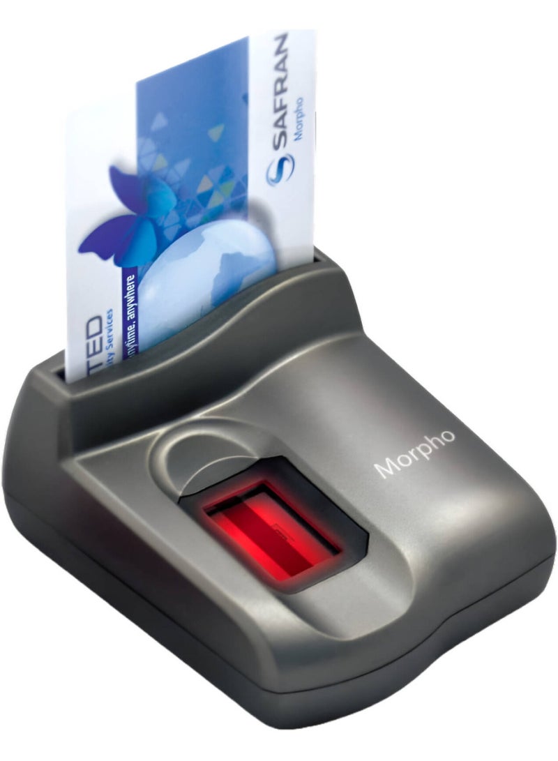 IDEMIA قارئ بصمات الأصابع Idemia MorphoSmart MSO 1350 V3، أمان شامل، تشفير وتوقيع رقمي، قارئ بطاقات ذكية، شهادة FBI PIV IQS وكشف الأصابع المزيفة، فضي - Image 1
